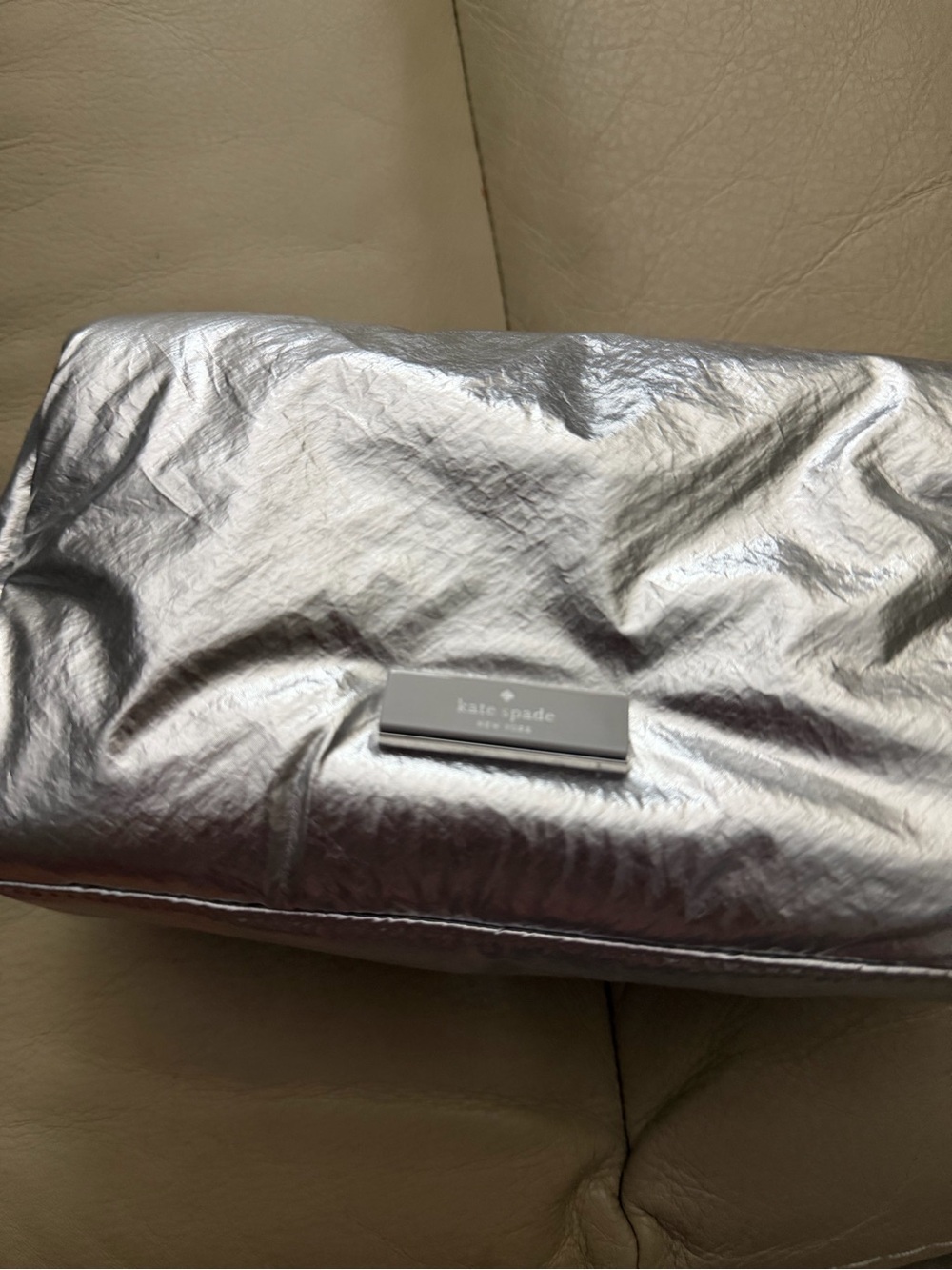Kate spade Metallic Silver Clutch/Makeup bag